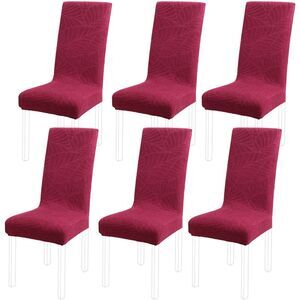 Chair SlipCovers Dining Room Set of 6 Stretch Spandex Fabric Wine Red